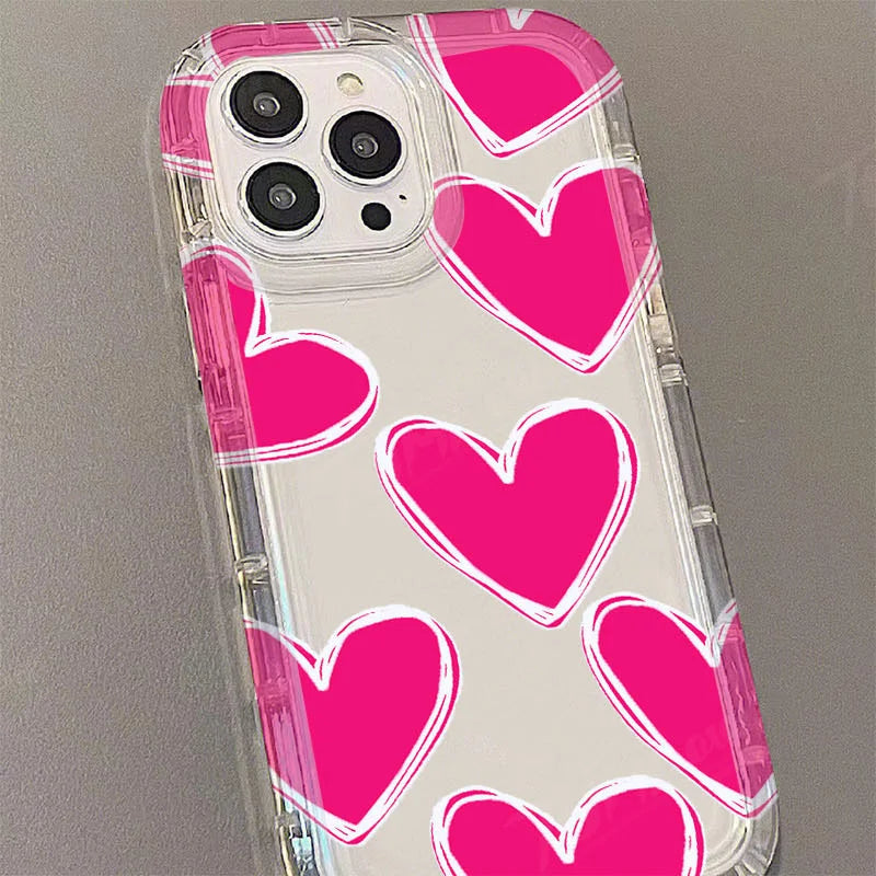 Funda de teléfono transparente de lujo con forma de corazón para Xiaomi Redmi Note 13 12 Pro Plus 12S 11 11S 10 10S 9 9S 8 Pro 12C 10C Funda de silicona suave