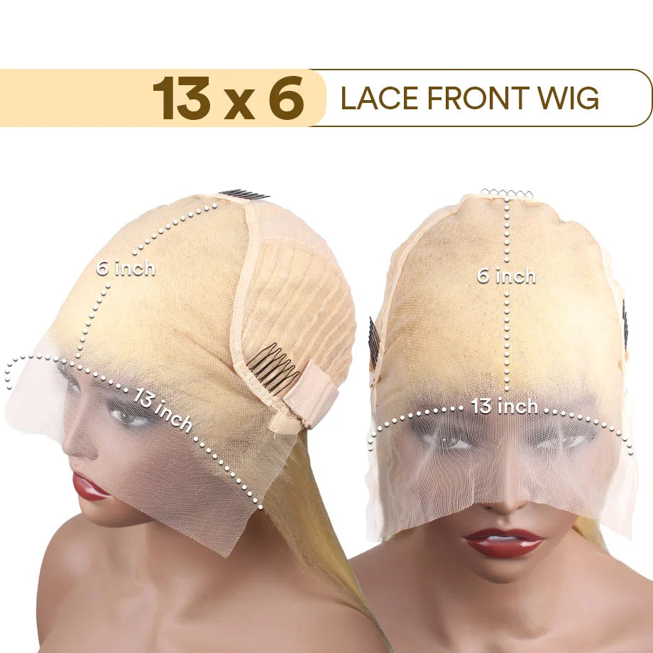 Pelucas de cabello humano rubio 613 Hd transparente liso