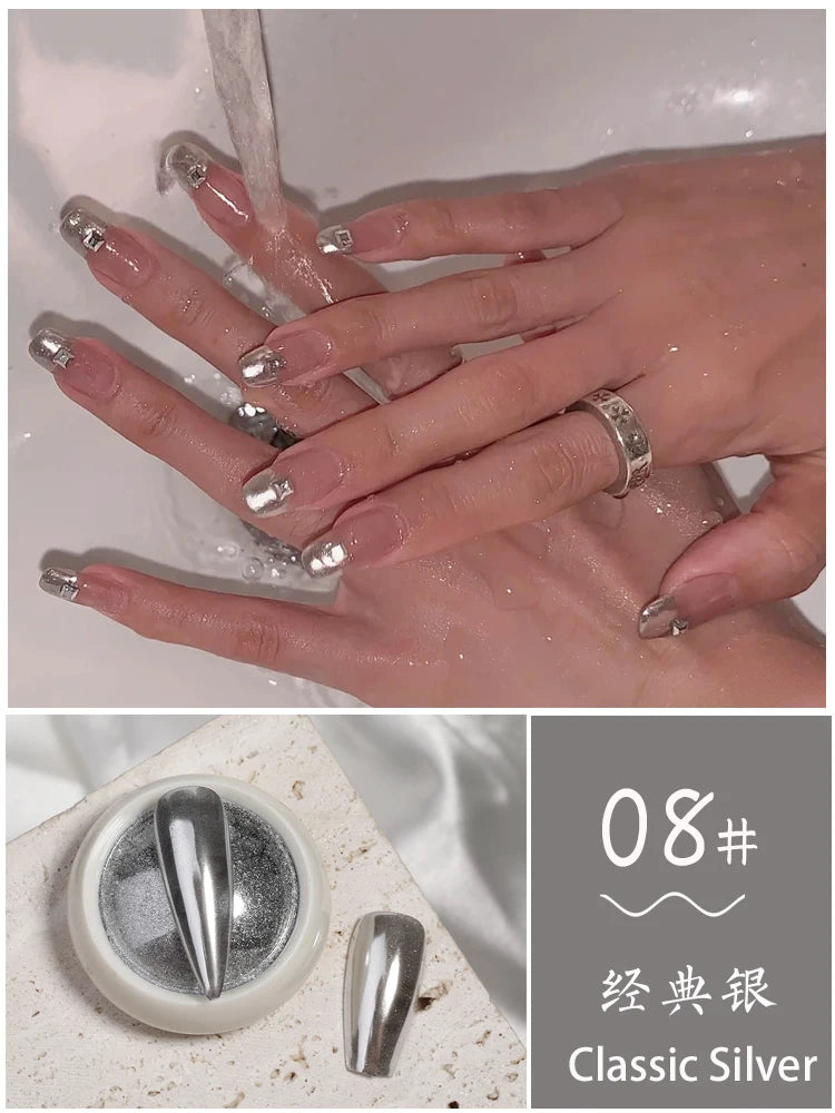 6Pcs Chrome Nail Powder Metallic Mirror Glitter Effect Holographic Metallic Chrome Powder for Nails Rose Gold Chrome Nail Powder