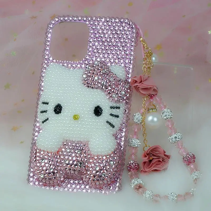 Rhinestone Bling Crystal Phone Case Chain For iPhone 16 12 13 14 15Pro Max X Xs XR 7 8 Plus SE 2 3 10 Transparent Bumper Cover