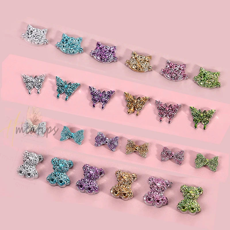 1box 3D Kawaii Crystal Rhinestones Bear/Cat Gems Glitter Acrylic Nail Art Rhinestons