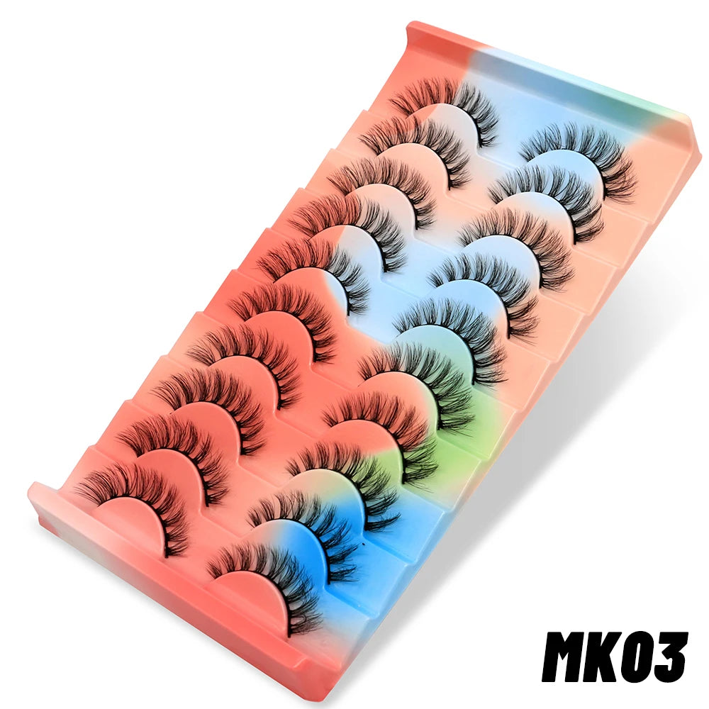 GROINNEYA Lashes 3D Mink Lashes Fluffy Reusable Lashes Mink False Eyelashes Soft Wispy Natural Cross Eyelash Extension Makeup
