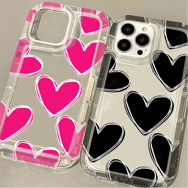 Funda de teléfono transparente de lujo con forma de corazón para Xiaomi Redmi Note 13 12 Pro Plus 12S 11 11S 10 10S 9 9S 8 Pro 12C 10C Funda de silicona suave