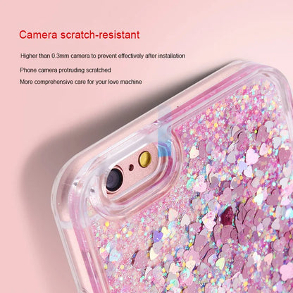 Love Heart Glitter Case For iphone 15 14 13 12 11 Pro Max X XR XS MAX 7 8 Plus SE 2 Coque Liquid Quicksand Bling Sequins Cover