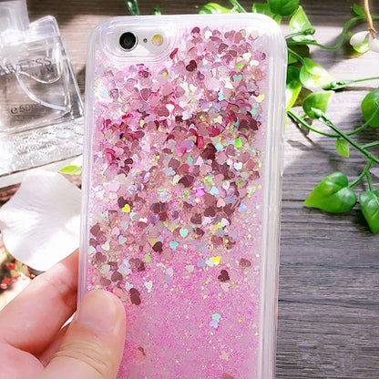 Glitter Stars Liquid Quicksand Coque For iPhone case 11 12 13 14 15 Pro Max X XR XS 7 8 Plus SE 2022 bumper Silicone Back Cover