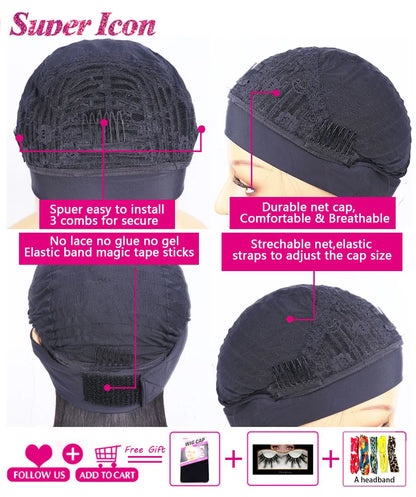 Perruque bandeau en cheveux humains ondulés profonds sans colle bouclés facile à porter