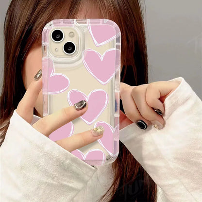Luxury Love Heart Clear Phone Case for Xiaomi Redmi Note 13 12 Pro Plus 12S 11 11S 10 10S 9 9S 8 Pro 12C 10C Silicone Soft Cover