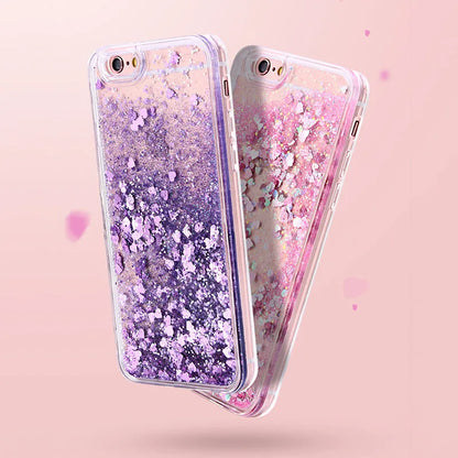 Love Heart Stars Glitter Phone Case For iPhone 15 14 13 12 11 Pro Max XS XR SE 2022 7 8 Plus Dynamic Liquid Quicksand Back Cover
