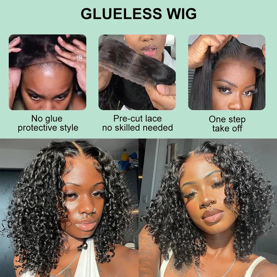 Perruques de cheveux humains courts ondulés 13X6 HD Lace Frontal Wig 13x4