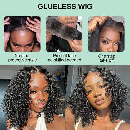 Perruques de cheveux humains courts ondulés 13X6 HD Lace Frontal Wig 13x4