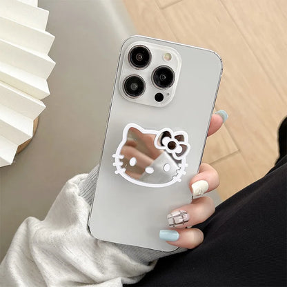 Sanrio Hello Kitty Mobile Phone Holder Cute Anime Cartoon Scalable Portable IPhone Back Decoration Mirror Fashion Holiday Gifts