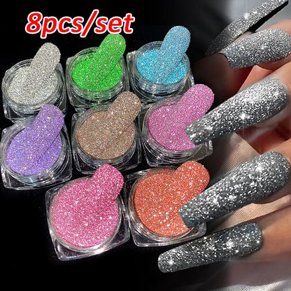 6Pcs Chrome Nail Powder Metallic Mirror Glitter Effect Holographic Metallic Chrome Powder for Nails Rose Gold Chrome Nail Powder