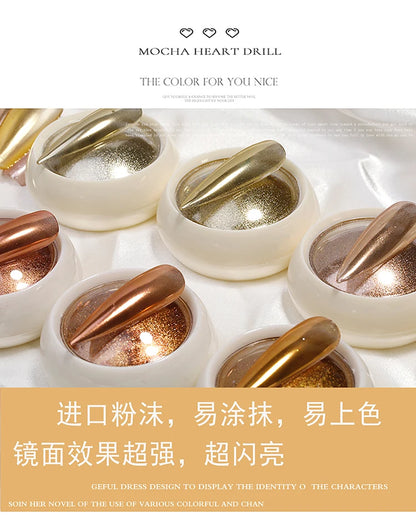 6Pcs Chrome Nail Powder Metallic Mirror Glitter Effect Holographic Metallic Chrome Powder for Nails Rose Gold Chrome Nail Powder