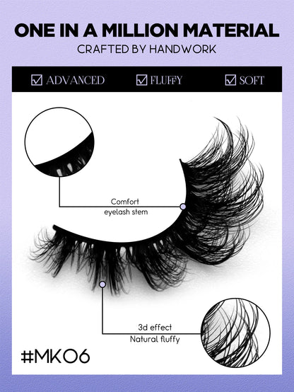 GROINNEYA Lashes 3D Mink Lashes Fluffy Reusable Lashes Mink False Eyelashes Soft Wispy Natural Cross Eyelash Extension Makeup