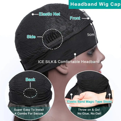Kinky Straight Headband Wigs Remy Human Hair Wig Ready To Wear Yaki