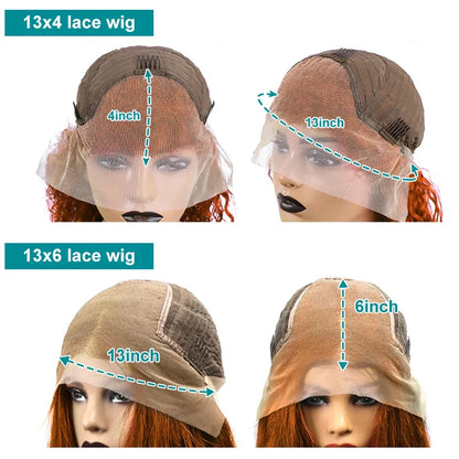 250% HD Curly Red Brown Deep Wave Reddish Brown Human Hair Wigs