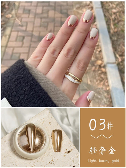 6Pcs Chrome Nail Powder Metallic Mirror Glitter Effect Holographic Metallic Chrome Powder for Nails Rose Gold Chrome Nail Powder