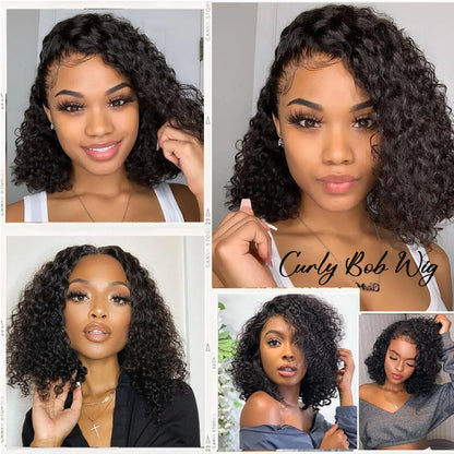 Peluca Bob corta SIN DESPLAZO Pelucas de cabello humano con ondas profundas Encaje transparente