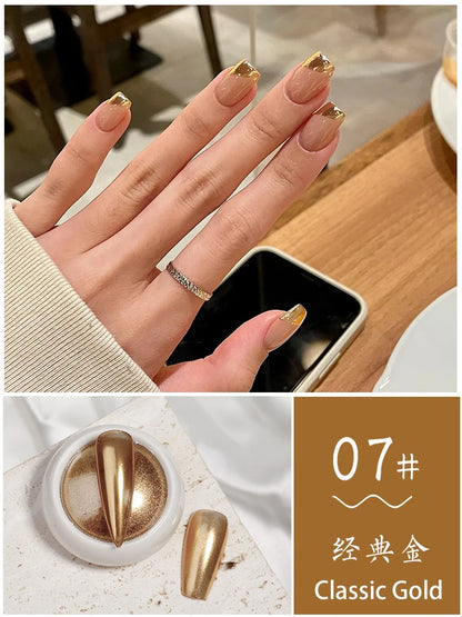 6Pcs Chrome Nail Powder Metallic Mirror Glitter Effect Holographic Metallic Chrome Powder for Nails Rose Gold Chrome Nail Powder
