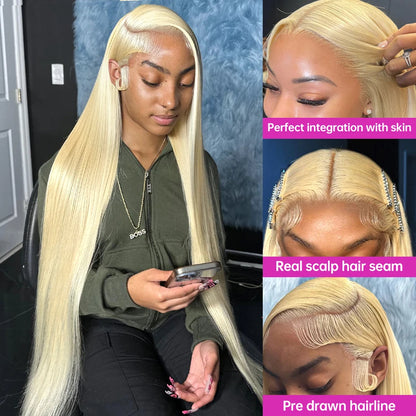 Perruques de cheveux humains blondes 613 Hd transparentes et lisses